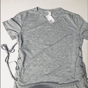 NWT H & M side tie gray shirt